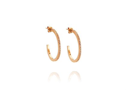 Rose Gold Plated CZ Studded Hoop Earring